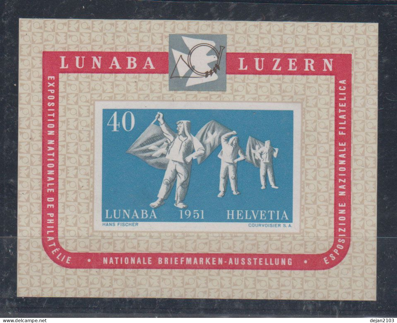 Switzerland Lunaba Luzern Mini Sheet Mi#Block 14 1951 MNH ** - Neufs