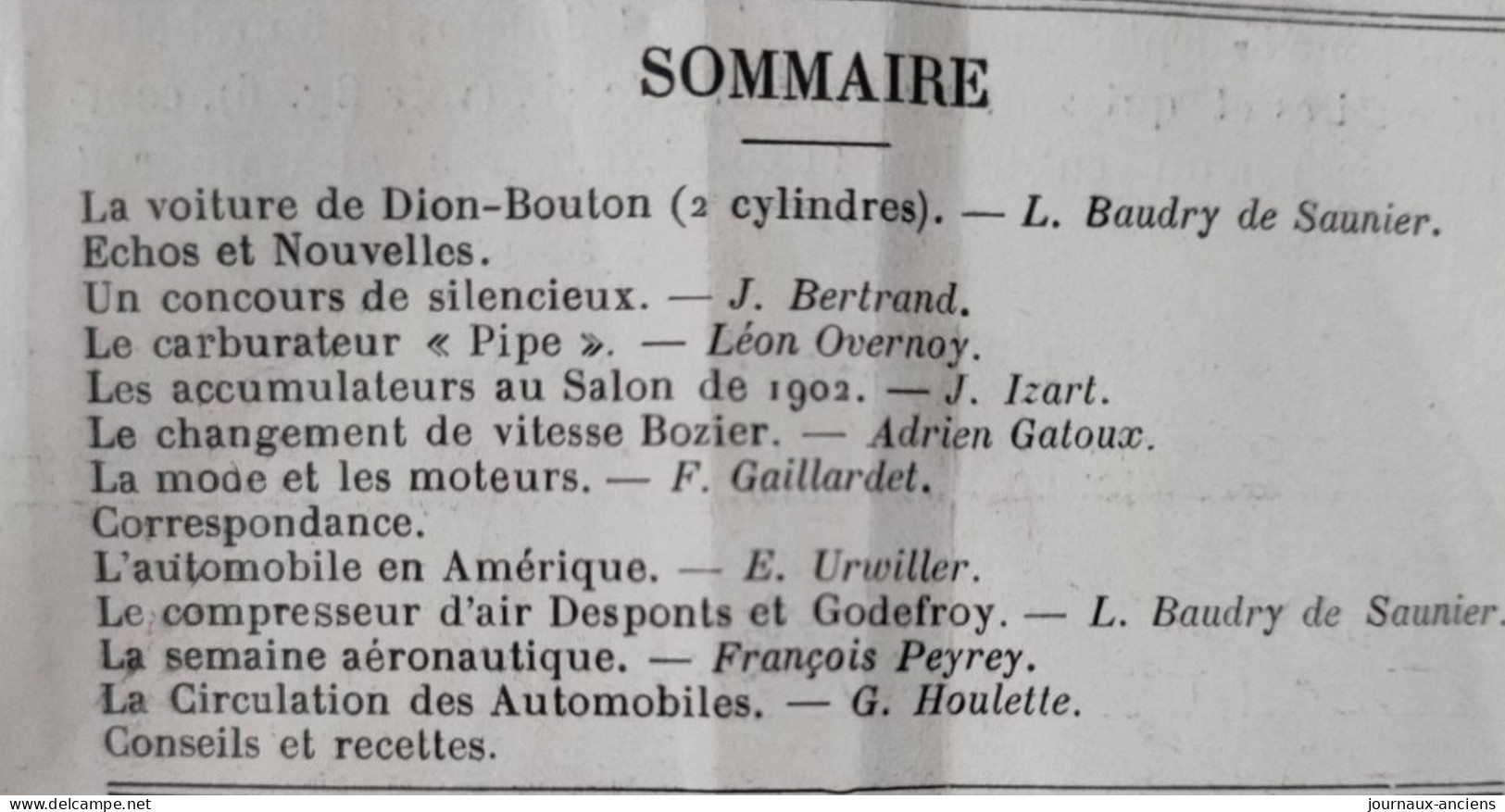 1903 LA LOCOMOTION - AUTOMOBILE EN AMÉRIQUE BAKER - VOITURE DE DION BOUTON - CARBURATEUR PIPE - BOIZIER - MICHELIN - 1900 - 1949