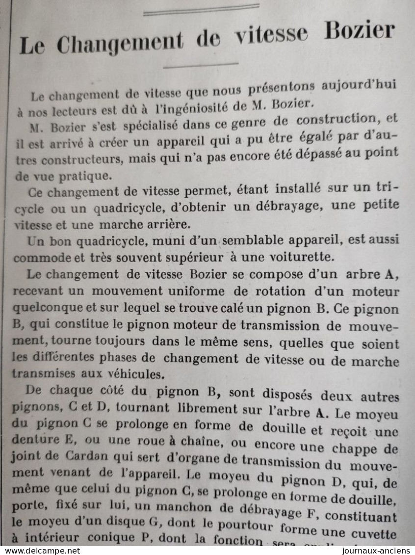 1903 LA LOCOMOTION - AUTOMOBILE EN AMÉRIQUE BAKER - VOITURE DE DION BOUTON - CARBURATEUR PIPE - BOIZIER - MICHELIN