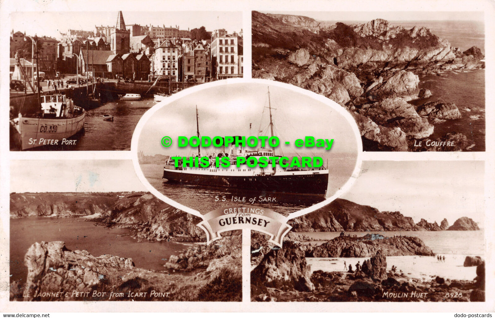 R513725 Greetings From Guernsey. St. Peter Port. R. A. Postcard. RP. Multi View - Mundo