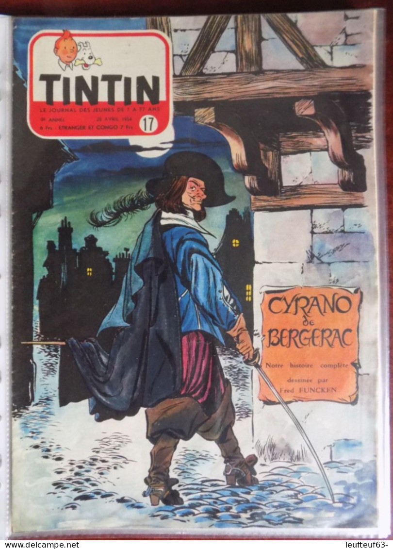 Tintin N° 17-1954 Couv. Funcken " Cyrano De Bergerac " - Kuifje