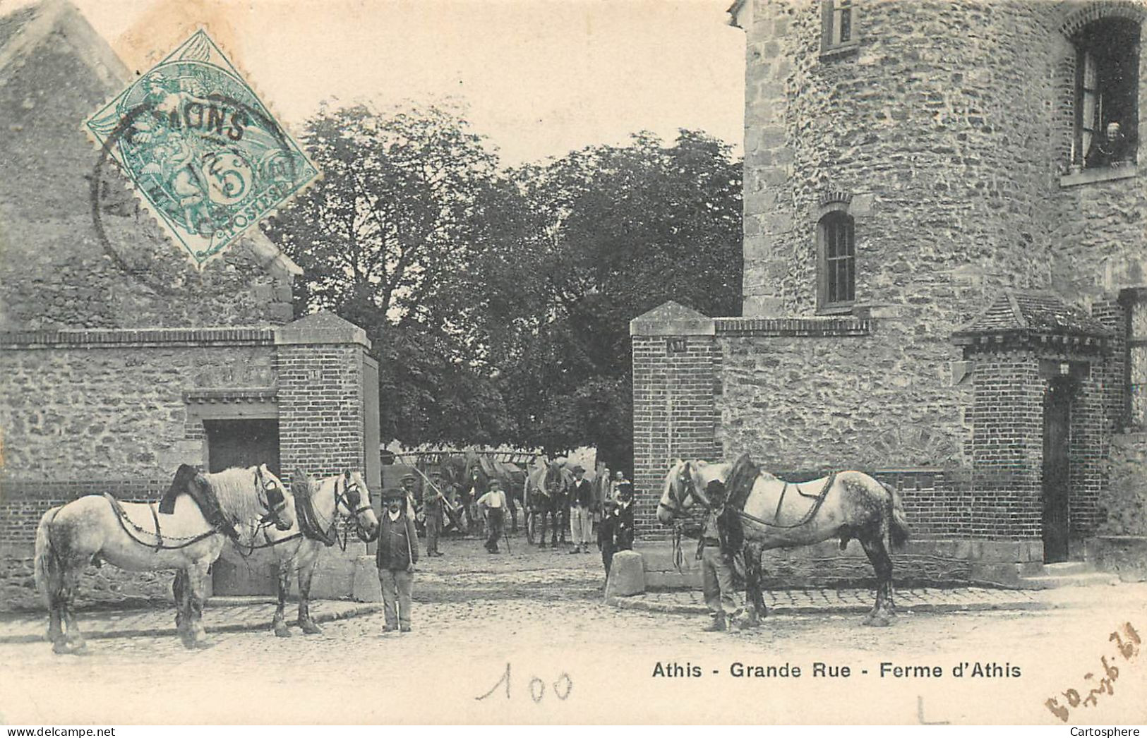 CPA 91 Essonne > Athis Mons GRANDE RUE FERME D'Athis - Chevaux - Athis Mons