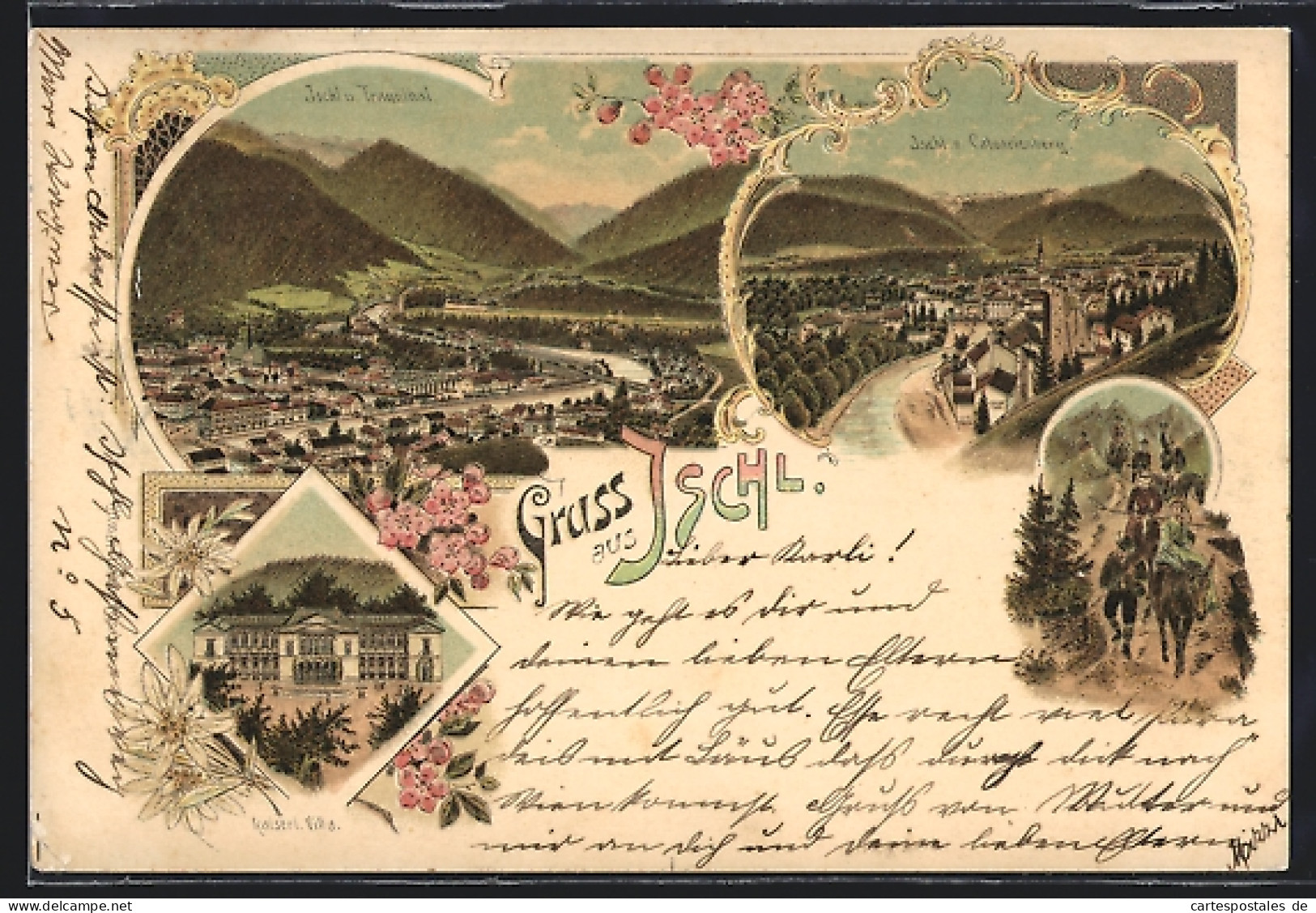 Lithographie Ischl, Blick Vom Calvarienberg, Kaiserliche Villa, Trauntal  - Otros & Sin Clasificación