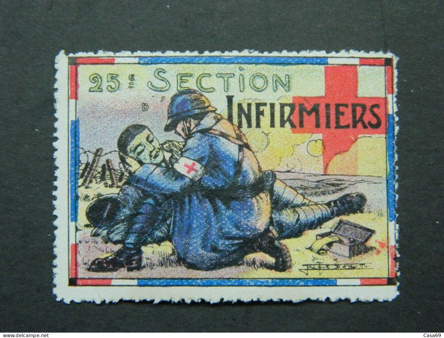 Vignette Militaire Delandre 25ème Section D'Infirmiers - Cyclisme