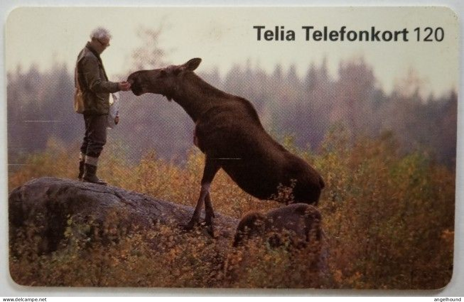 Sweden 120Mk. Chip Card - Man Feeding Elk - Svezia