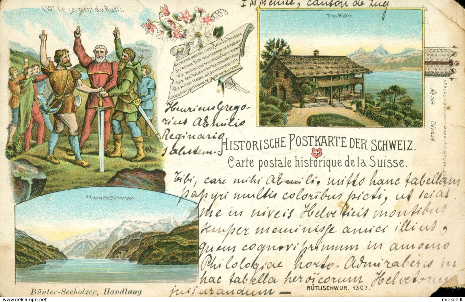 SUISSE-SEELISBERG-GRAND SERMENT DU RÜTLI-( GRÜTLI) -OBLITERATION 1899 RELAIS NEUVILLE EN CONDROZ - Seelisberg