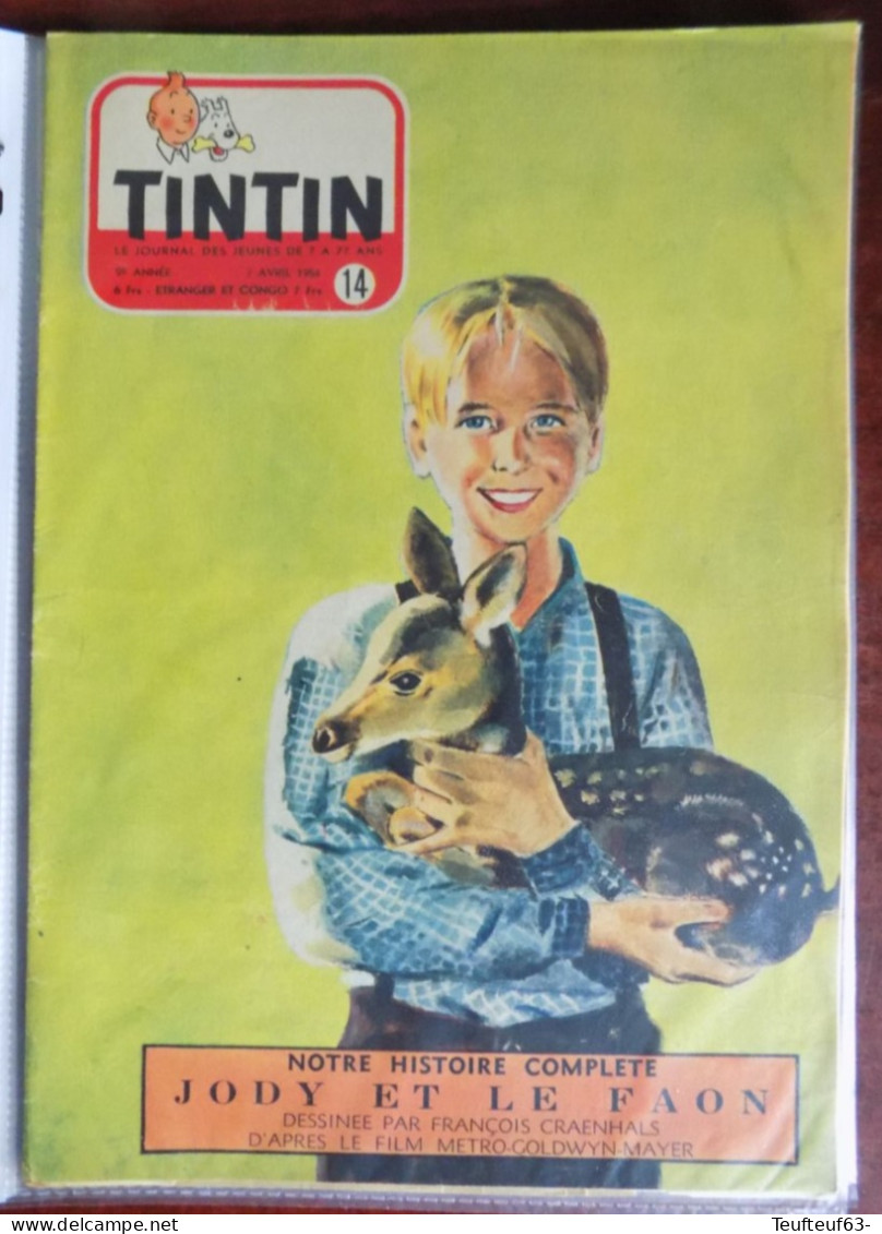 Tintin N° 14-1954 Couv. Craenhals - - Tintin