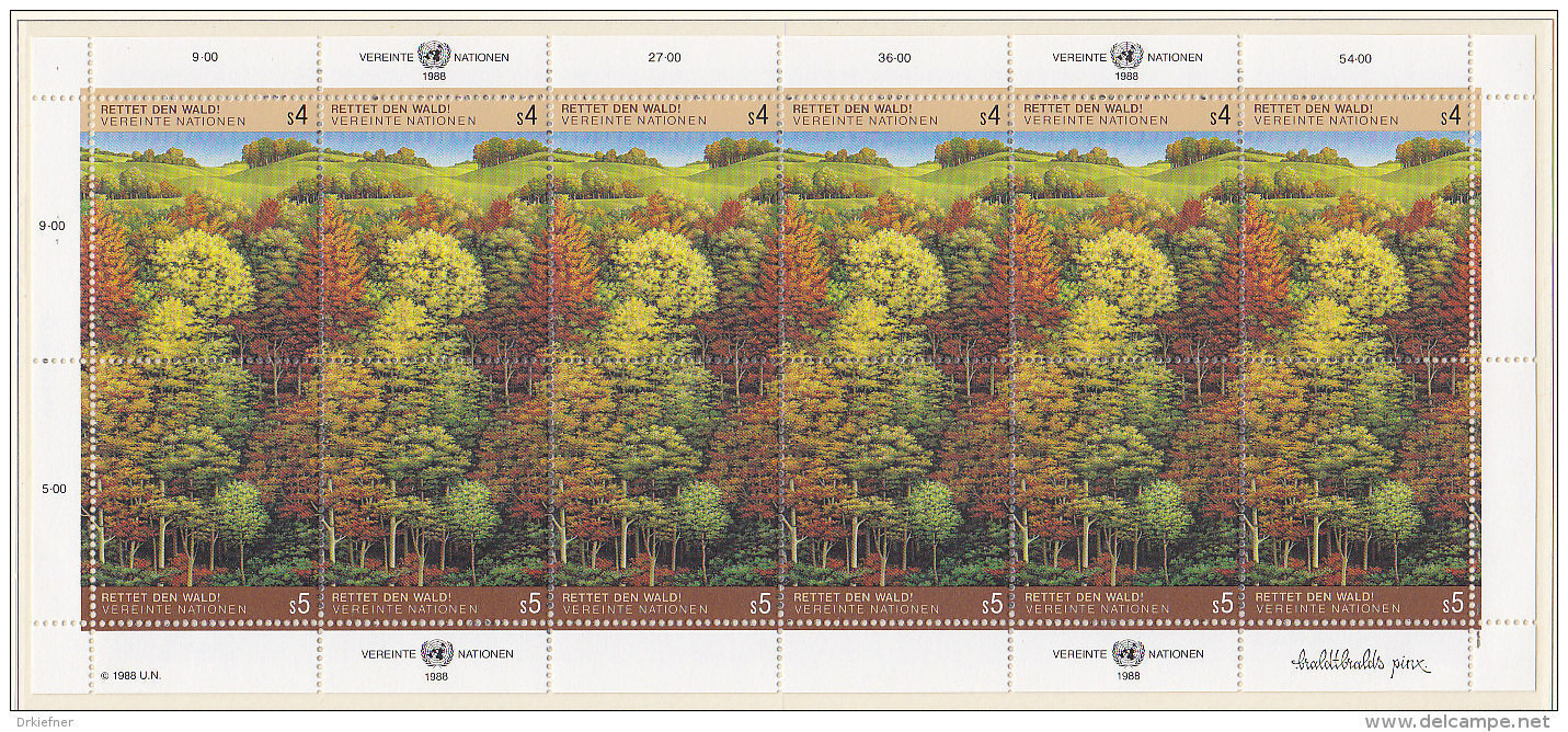 UNO WIEN 81-82, Kleinbogen, Postfrisch **, Rettet Den Wald  1988 - Blocs-feuillets