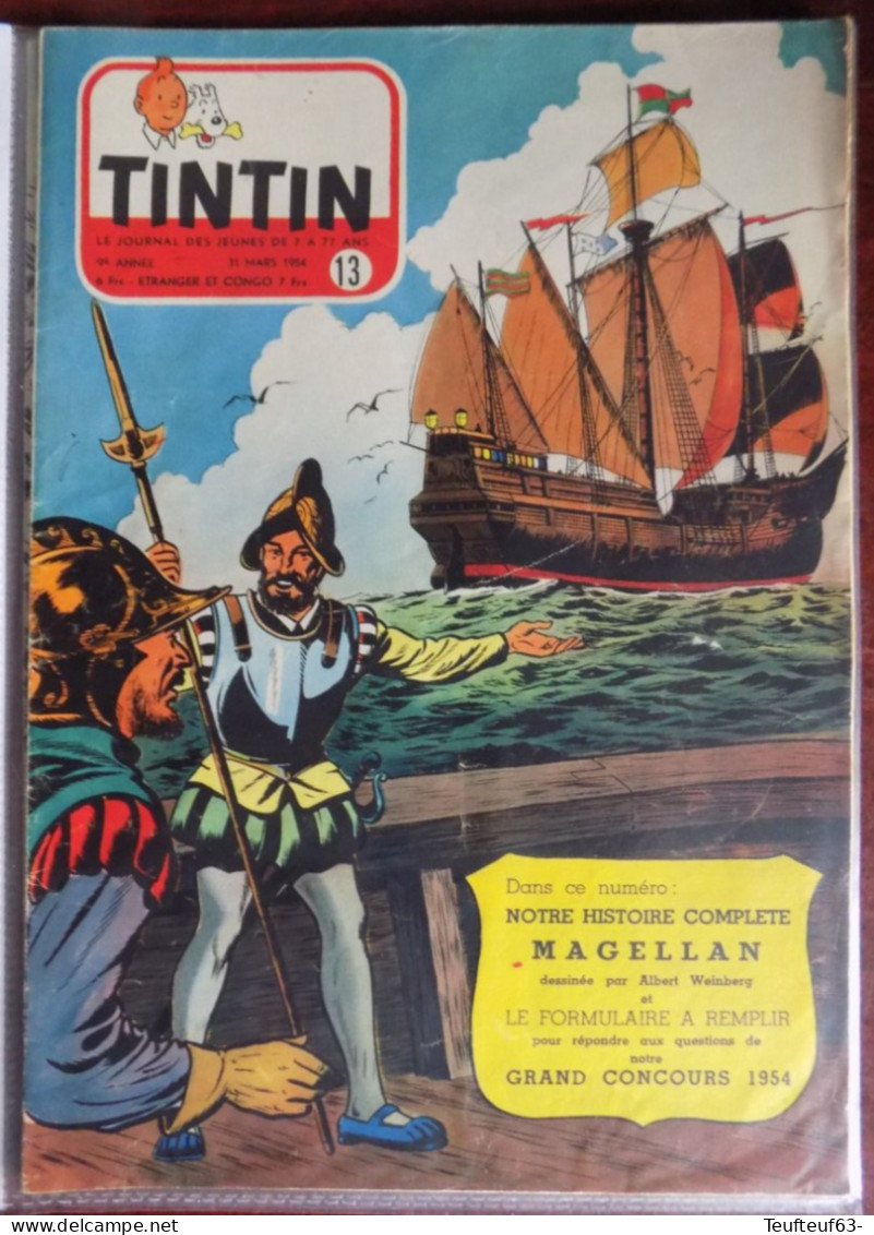 Tintin N° 13-1954 Couv. Weinberg " Magellan " - Tintin