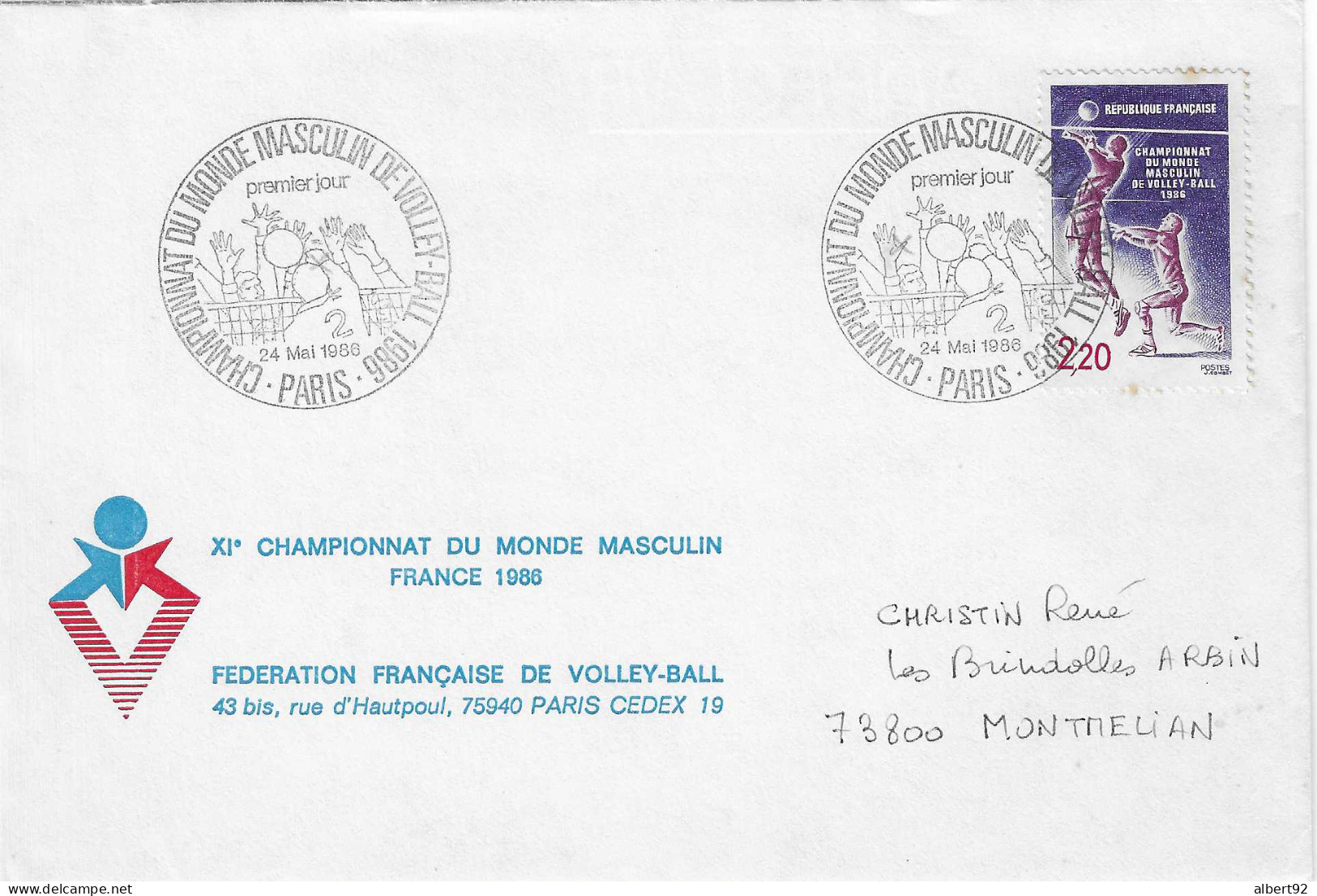 1986 Championnat Du Monde Masculin De Volley Ball En France: FDC Sur Lettre Siglée "Comité D'Organisation FFVB" - Volleyball