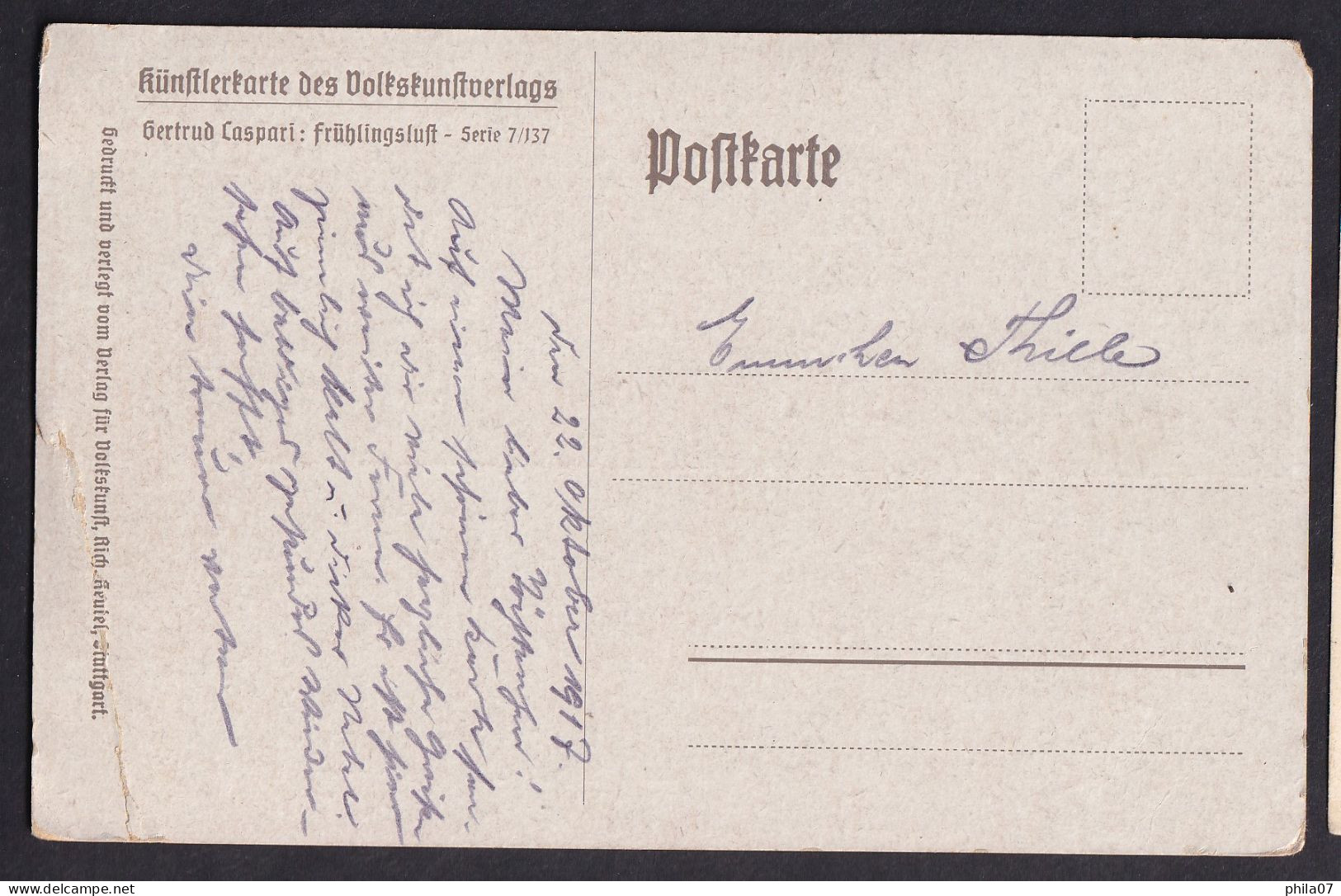 Gertrud Caspari: Fruhlingsluft - Serie 7/137 / Postcard Not Circulated, 2 Scans - Other & Unclassified