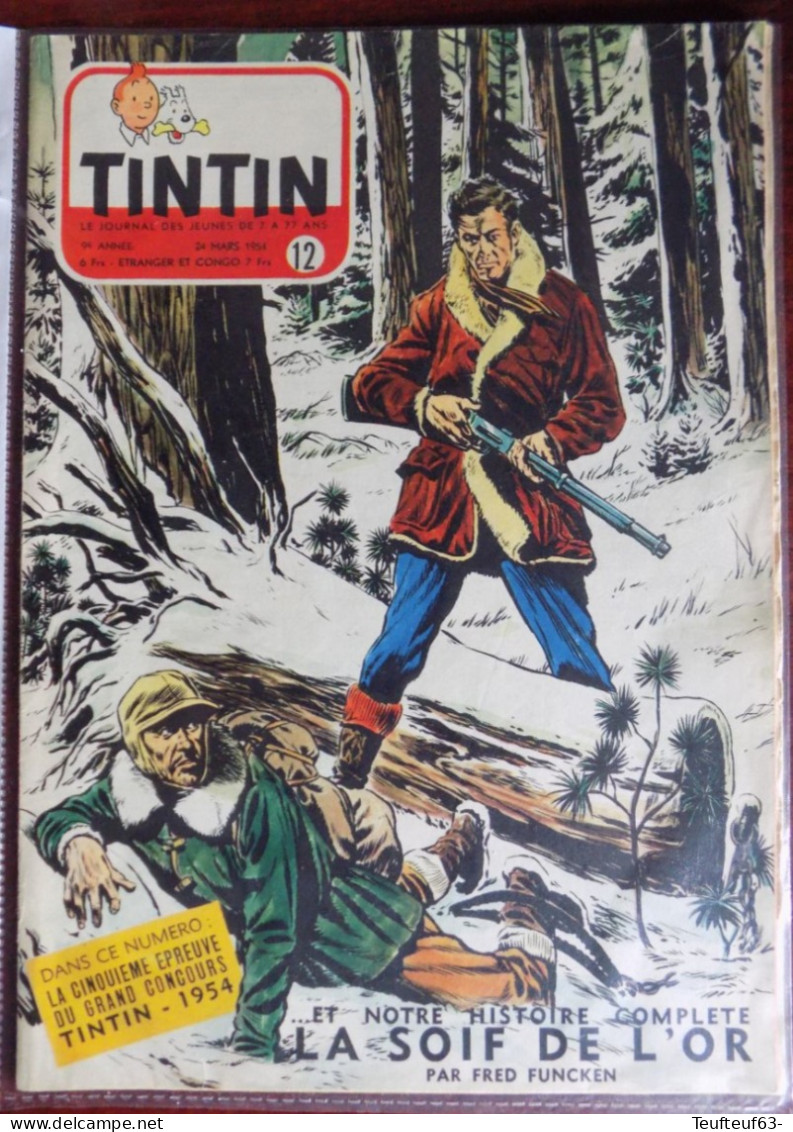 Tintin N° 12-1954 Couv. Funcken " La Soif De L'or " - Tintin