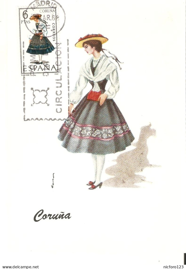 Lot Of Twelve (12)) Spanish Regional Costumes Postcards With First Day Of Circulation Stamped Stamps - Unclassified