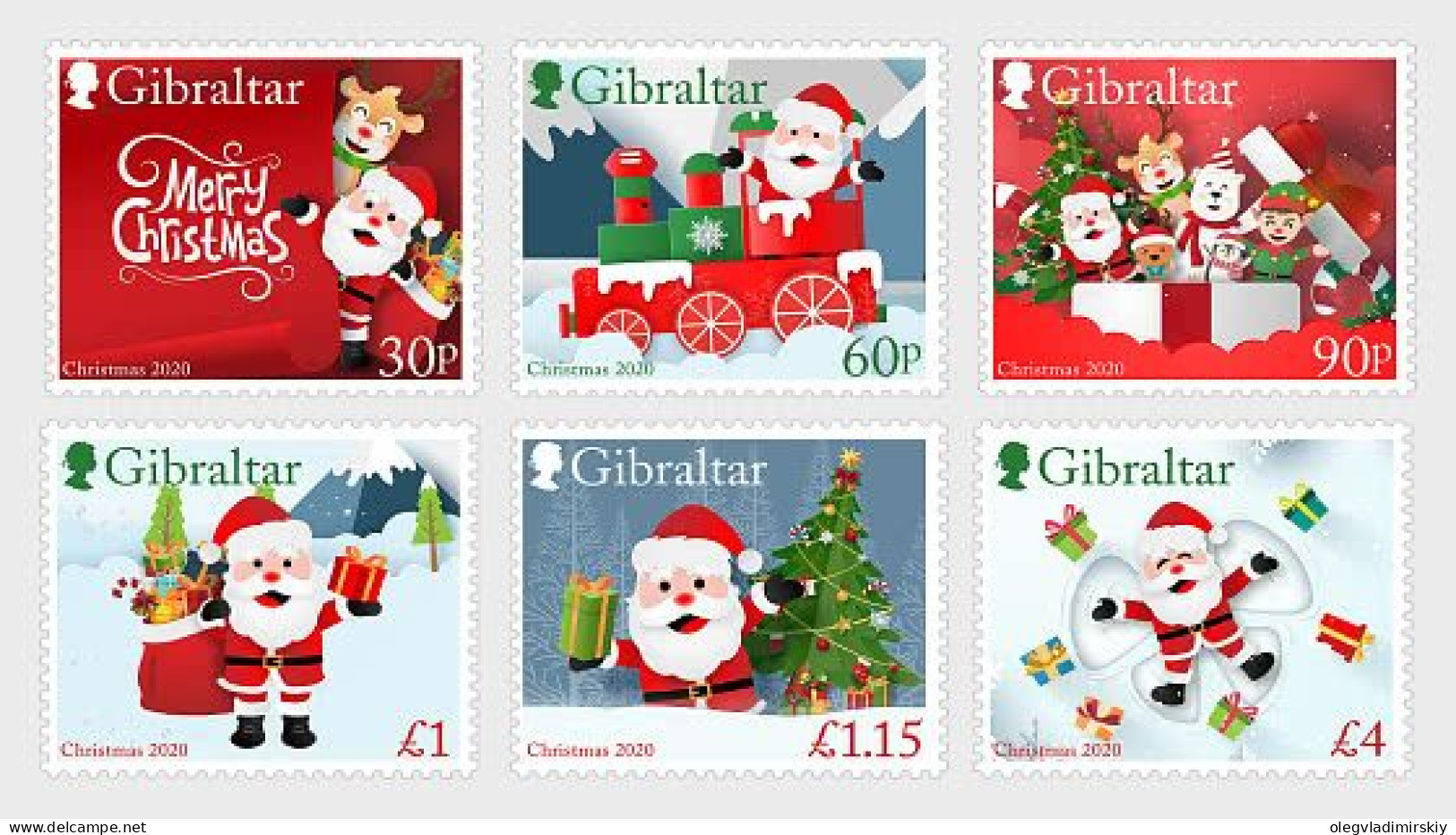 Gibraltar 2020 Christmas Set Of 6 Stamps MNH - Noël