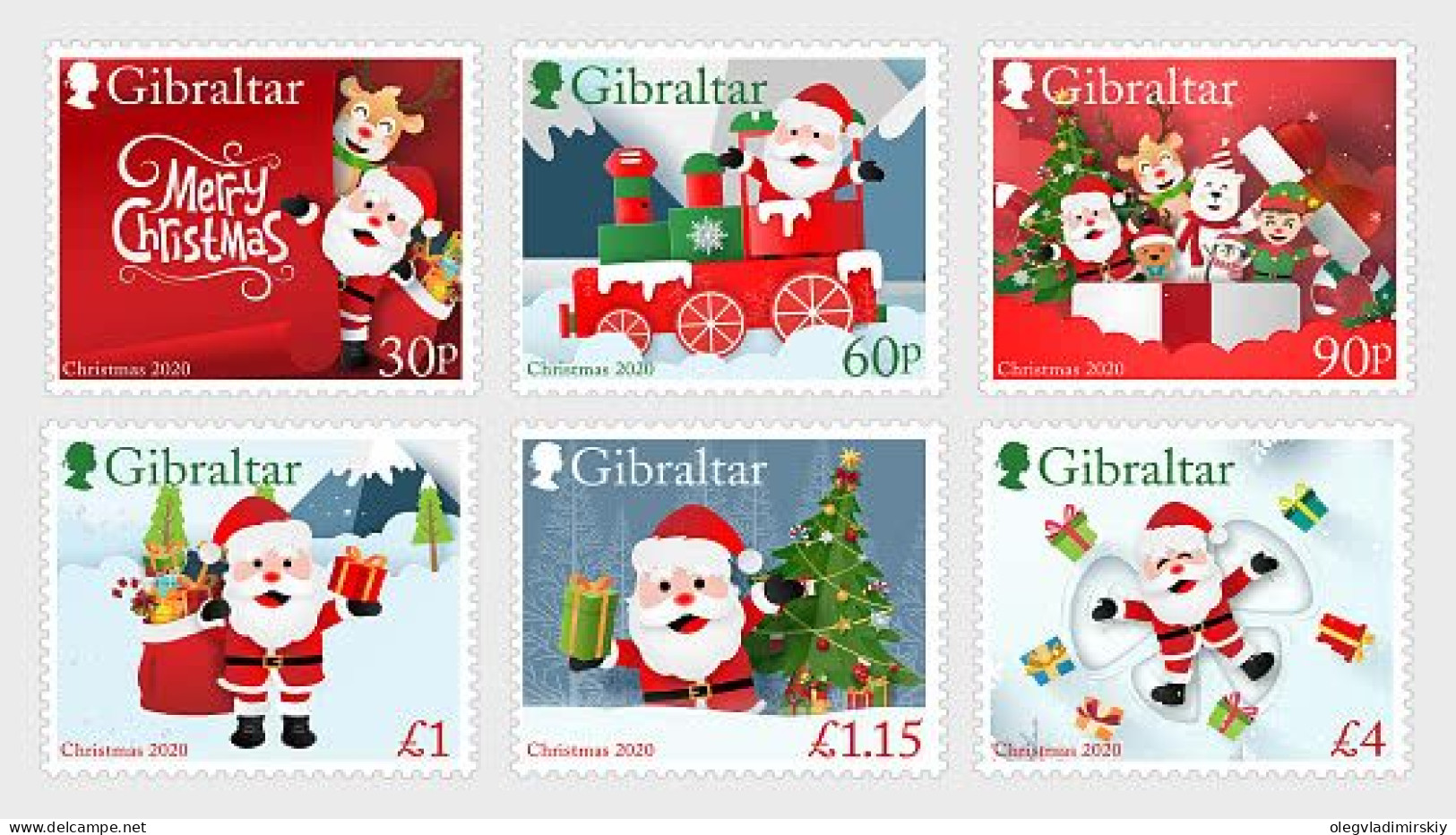 Gibraltar 2020 Christmas Set Of 6 Stamps MNH - Gibilterra