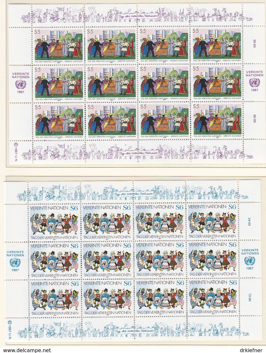 UNO WIEN 75-76, 2 Kleinbogen, Postfrisch **, Tag Der UNO 1987 - Blocks & Sheetlets