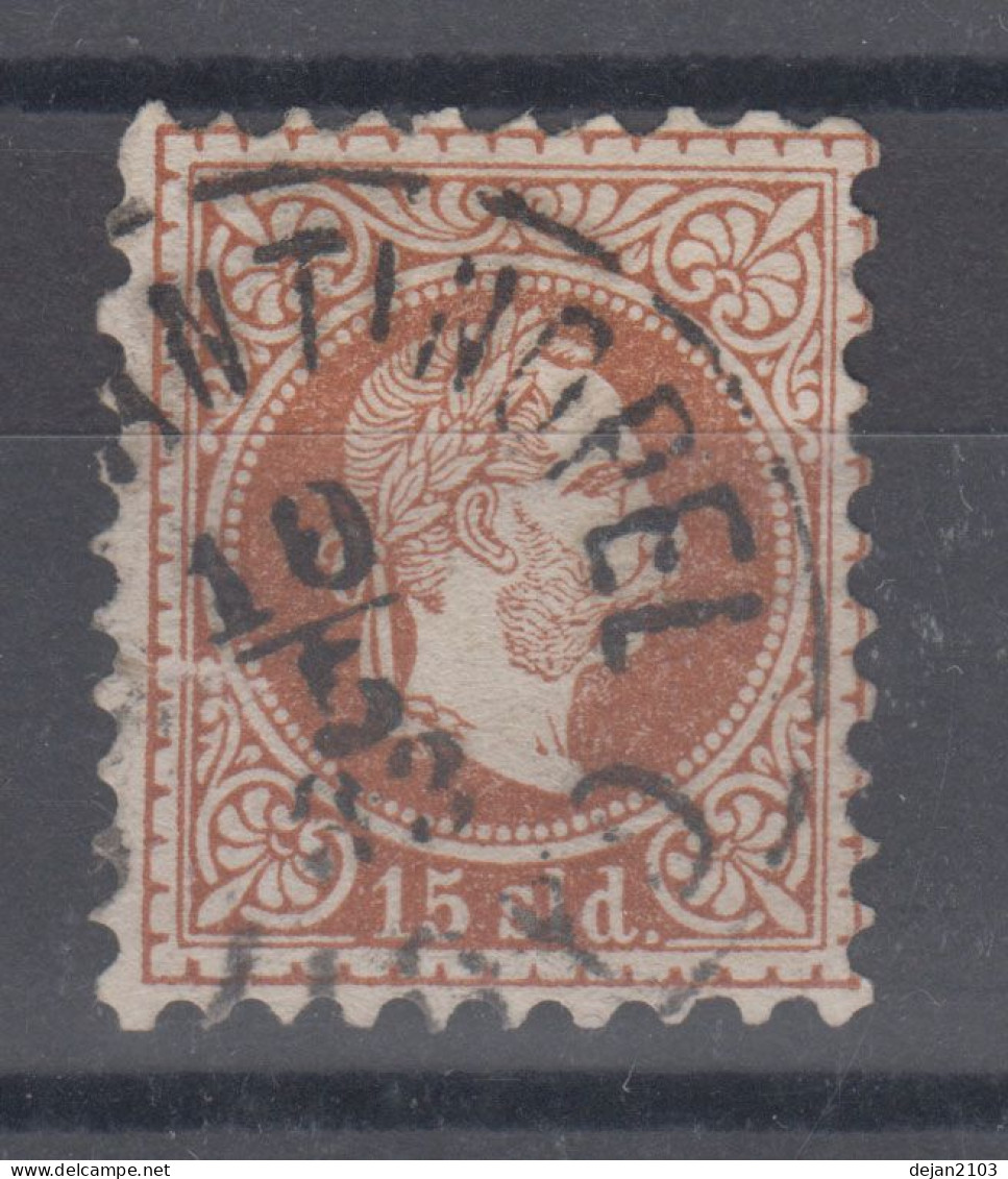 Austria Post In Levante 15 So King Franz Jozeph Mi#5II Perf. 9 1/2 1867 USED - Oblitérés