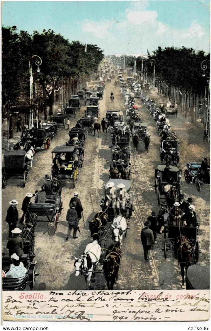 Sevilla Paseo De Coches Circulée En 1904 - Sevilla