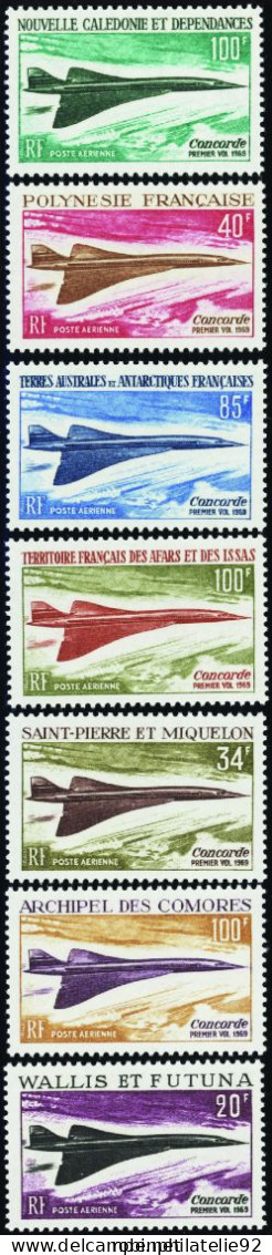 Séries Coloniales1969 Concorde 7 Valeurs TOM  Qualité:** Cote:304 - 1969 Avion Supersonique Concorde