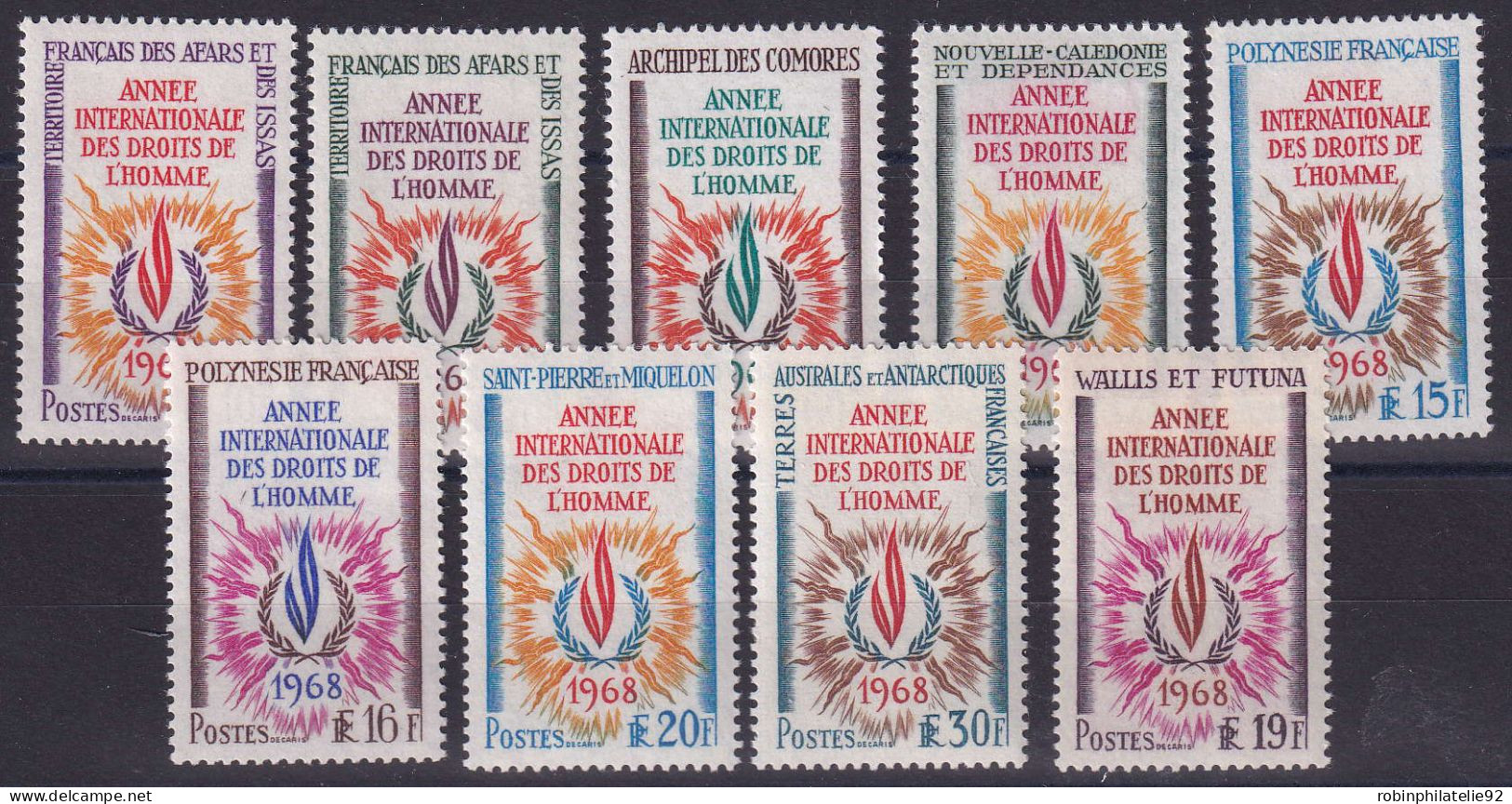 Séries Coloniales1968 Droits De L'homme 9 Timbres Qualité:** Cote:162 - Zonder Classificatie