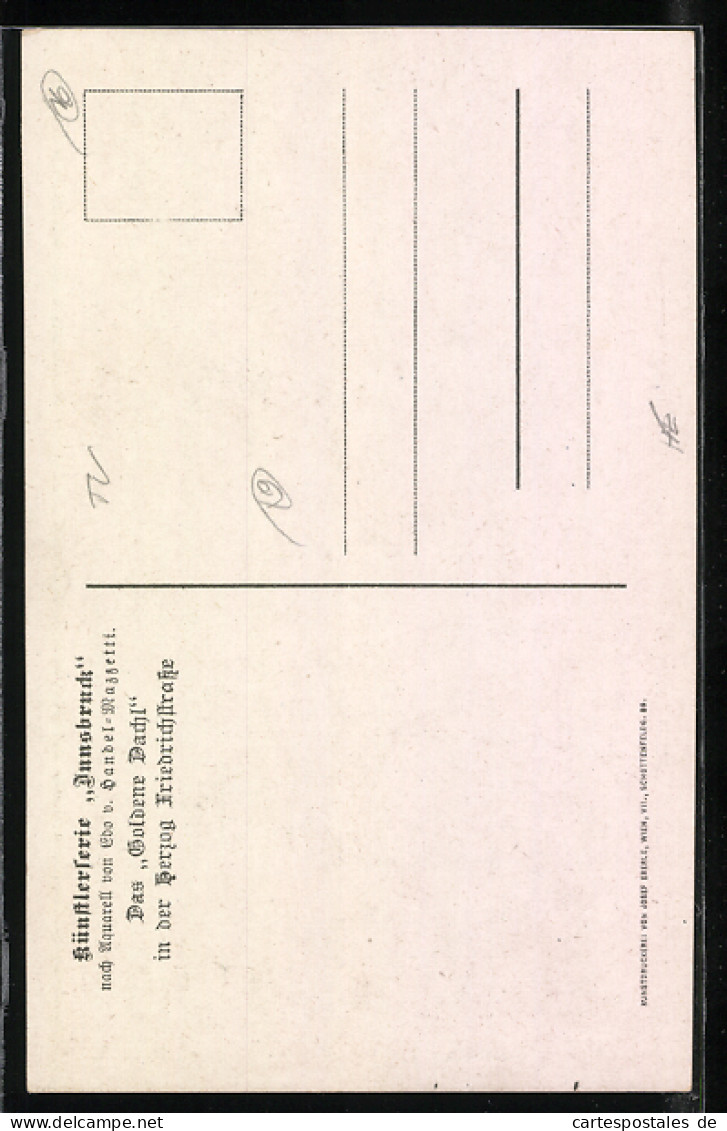 Künstler-AK Edo V. Handel-Mazzetti: Innsbruck, Das Goldene Dachl In Der Herzog Friedrichstrasse  - Autres & Non Classés