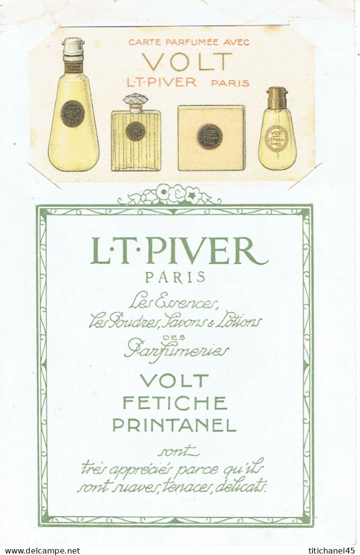 Porte Cartes Parfumées Publicitaires  L.T. PIVER - VOLT - FETICHE - PRINTANEL Avec La Carte Parfum VOLT - Anciennes (jusque 1960)