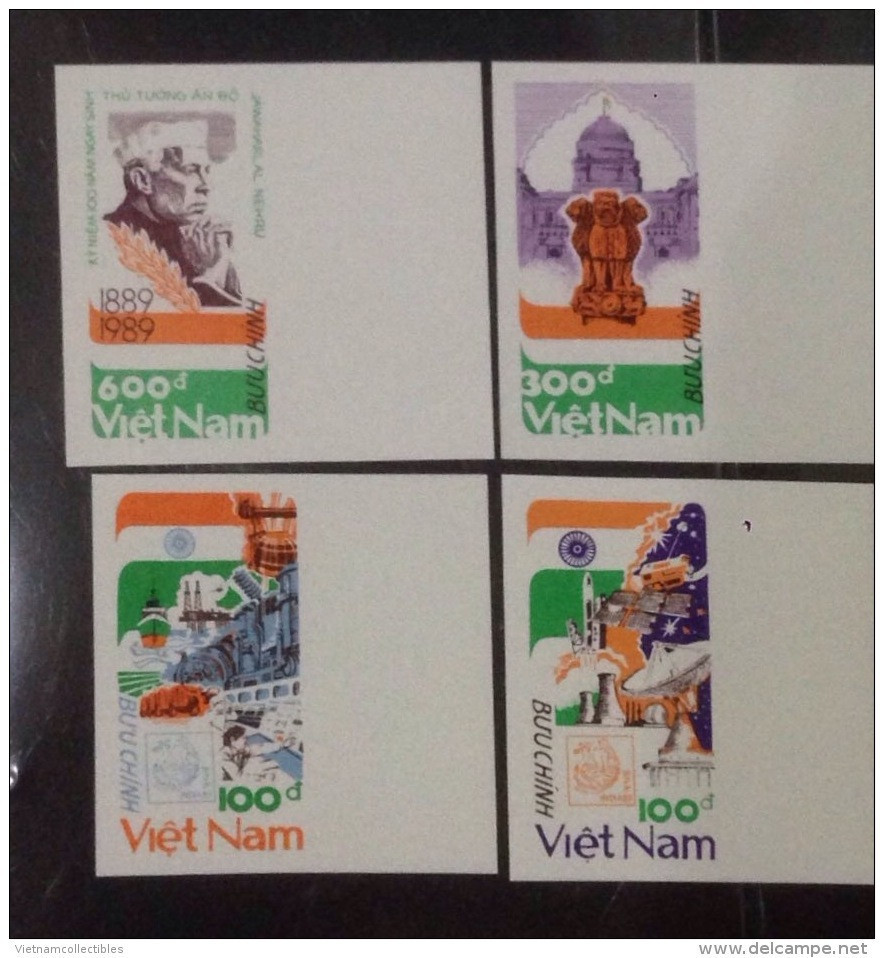 Vietnam Viet Nam MNH Imperf Stamps 1989 : Birth Centenary Of Nehru / India / Temple / Oil Rig (Ms561) - Vietnam