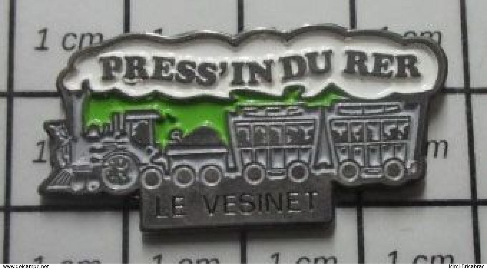 713g Pin's Pins / Beau Et Rare / TRANSPORTS / TRAIN A VAPEUR LE VESINET PRESS'IN DU RER - Trasporti
