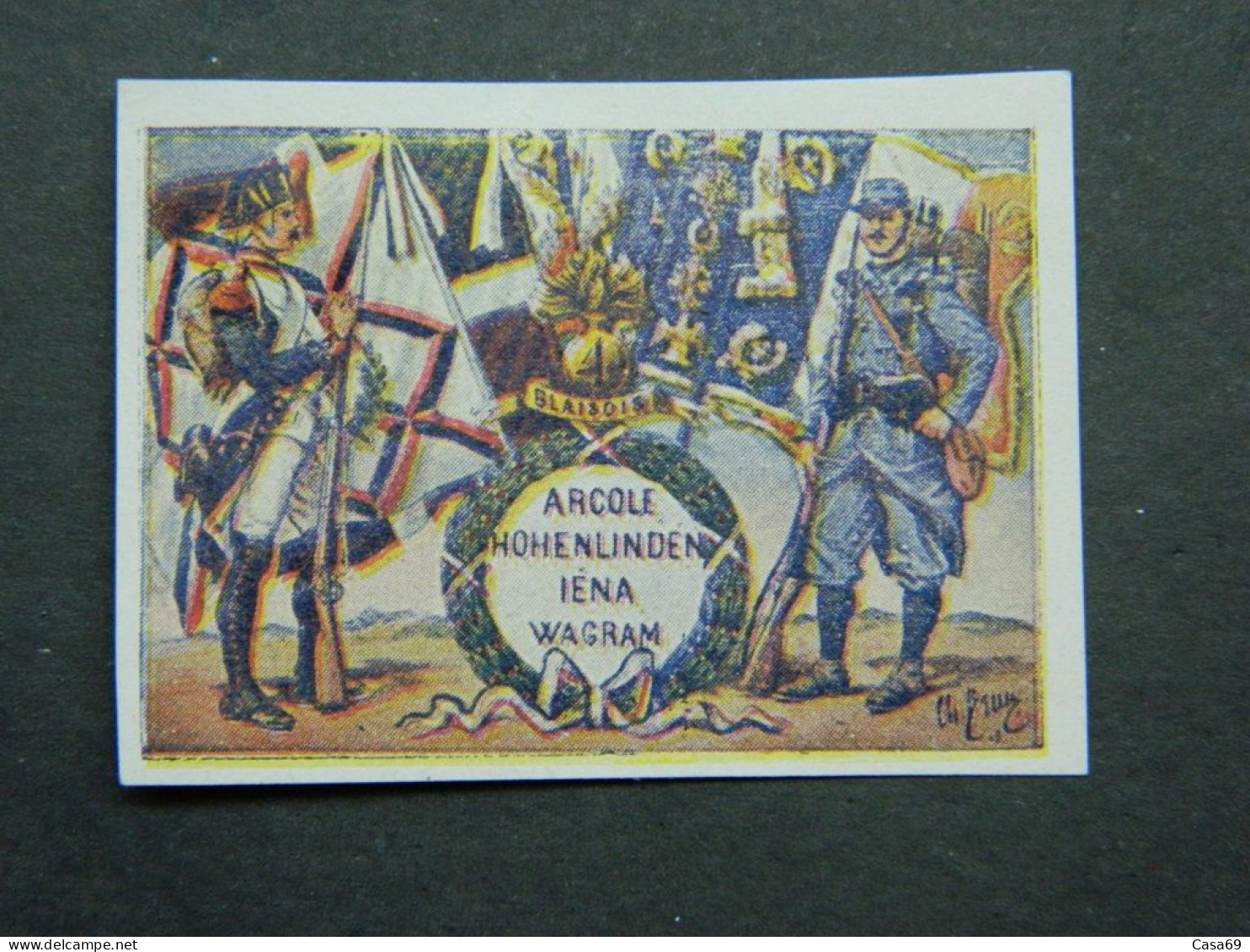 Vignette Militaire Delandre Non Dentelée 4ème Régiment D'Infanterie Blaisois Illustration Charles Brun - Militärmarken