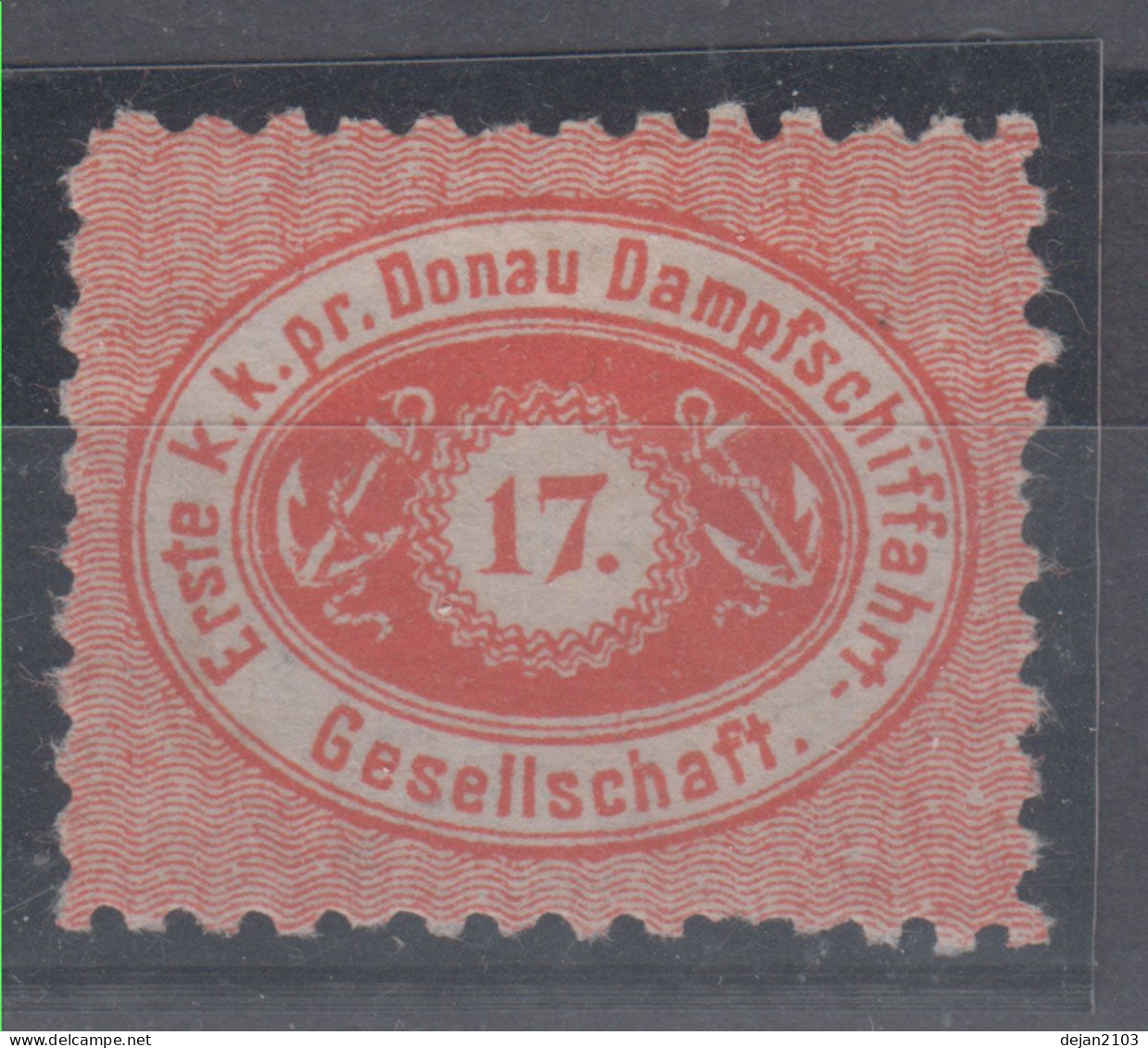 Austria Post Der Ersten K.k. Priv. Donau-Dampfschiffahrts-Gessellschaft 17 Kr Perforation 9 1/2 Mi#1B 1866/7 MH * - Neufs