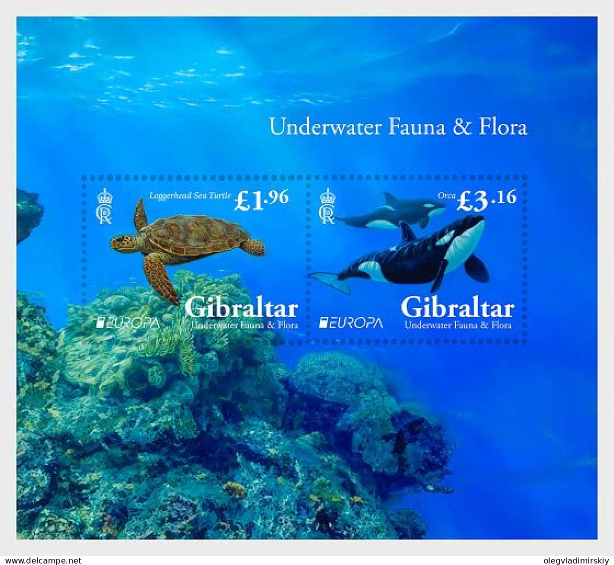 Gibraltar 2024 Europa CEPT Underwater Fauna And Flora Set Of 2 Stamps In Block MNH - Marine Life