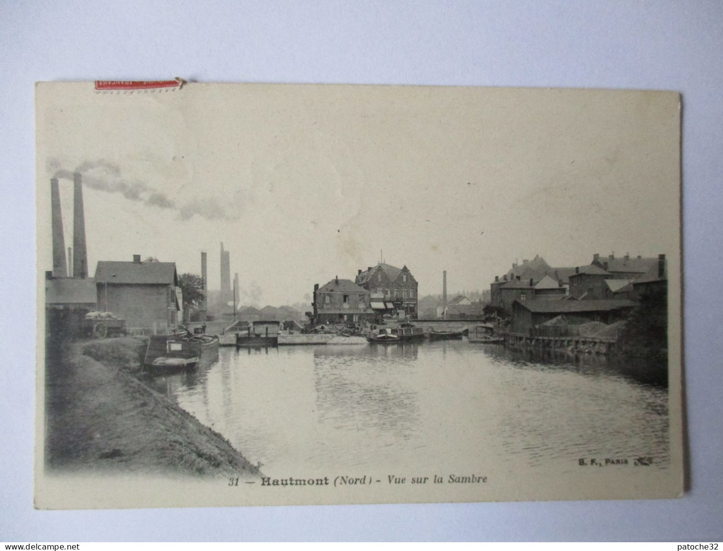 Cpa...Hautmont...(nord)...vue Sur La Sambre...1909...(usines)... - Autres & Non Classés