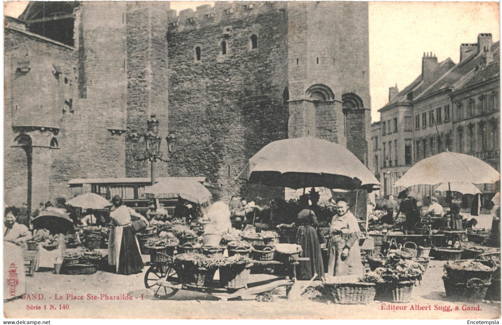 CPA Carte Postale Belgique Gand Place Sainte Pharaïlde Animée Début 1900VM80886 - Gent