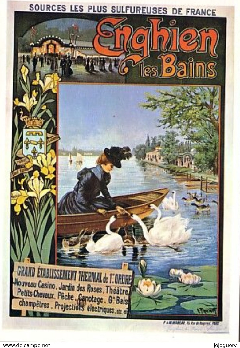 Enghien Les Bains  Grand établissement Thermal De 1er Ordre ( Barque Cygne ;  Ancienne Affiche - Enghien Les Bains