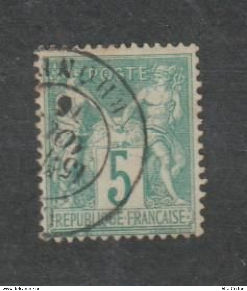 FRANCE:  1876/78  SAGE  I° TYPE  -  5 C. VERT  OBL. -  YV/TELL. 64 - 1876-1878 Sage (Typ I)