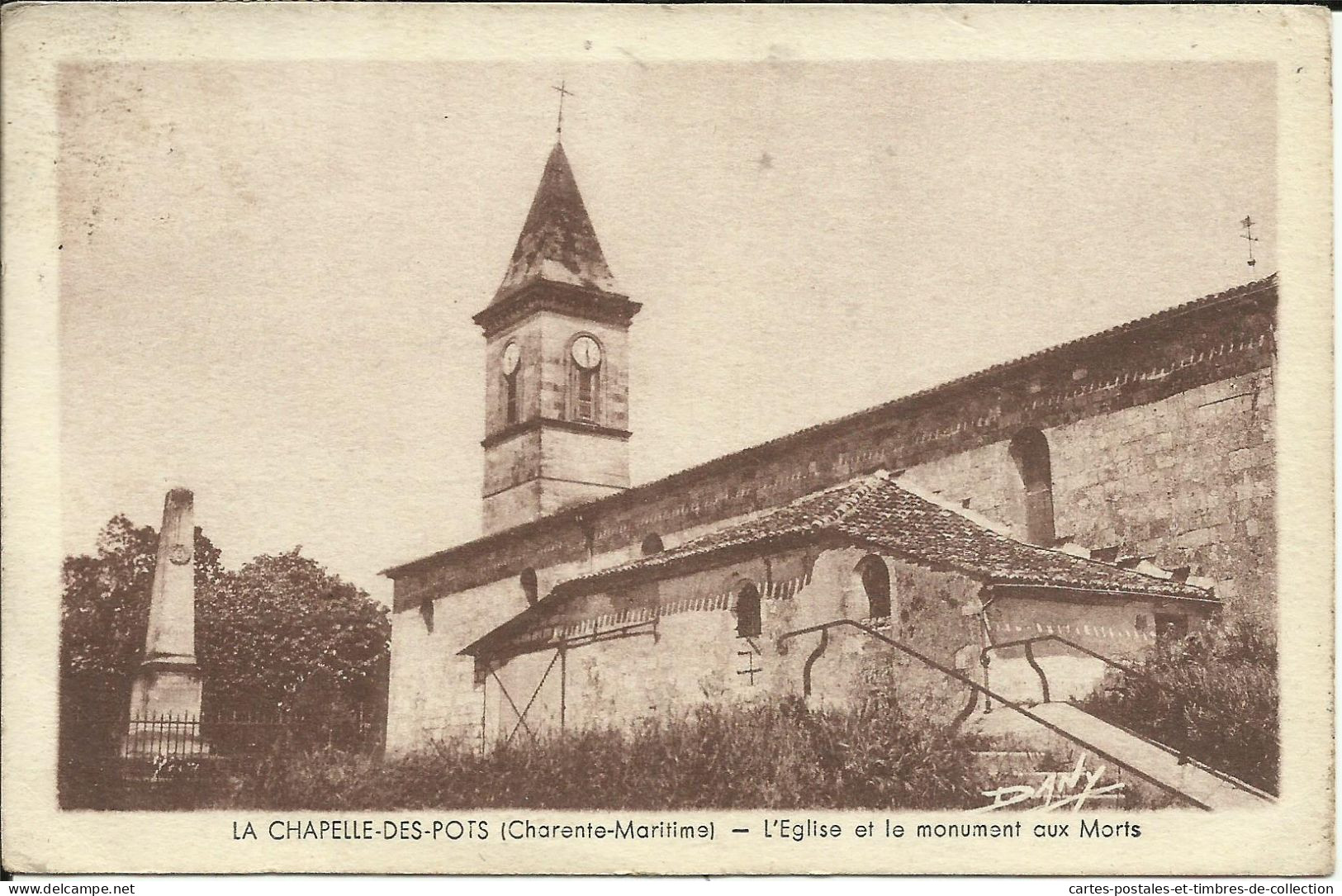 LA CHAPELLE LES POTS ( Charente Maritime ), L'Eglise Et Le Monument Aux Morts , 1954 , µ - Other & Unclassified