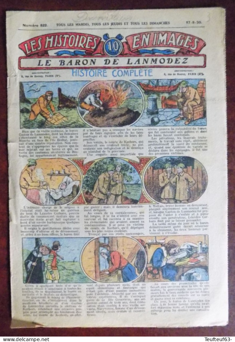 Les Histoires En Images N° 822 " Le Baron De Lanmodez " Bouillier - Altri & Non Classificati