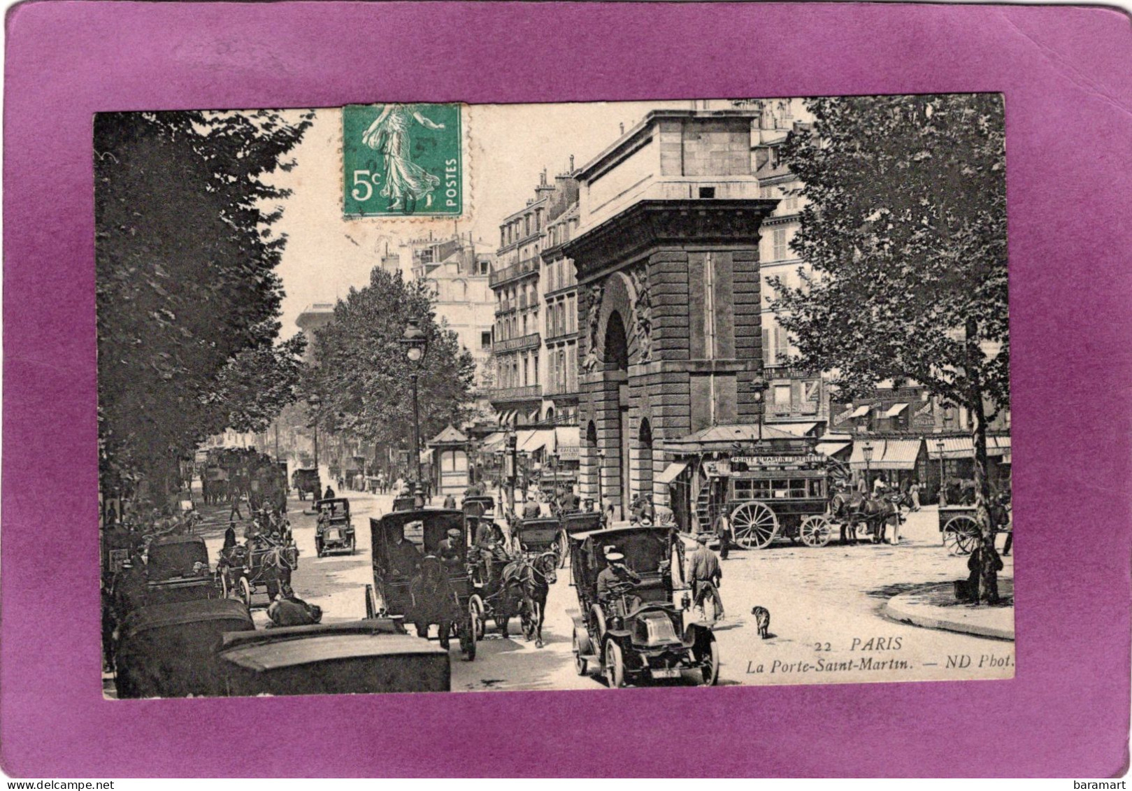 75 10 Paris 10e PARIS La Porte Saint Martin  Attelages    Omnibus Hippomobile Porte St Martin - Grenelle    Automobiles - Paris (10)