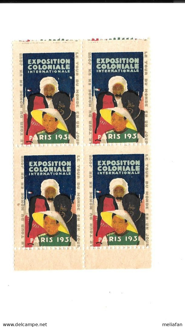 KB2348 - BLOC 4 VIGNETTES EXPOSITION NATIONALE COLONIALE PARIS 1931 - Sonstige & Ohne Zuordnung