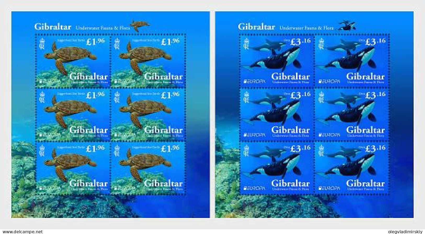 Gibraltar 2024 Europa CEPT Underwater Fauna And Flora Set Of 2 Sheetlets MNH - Marine Life