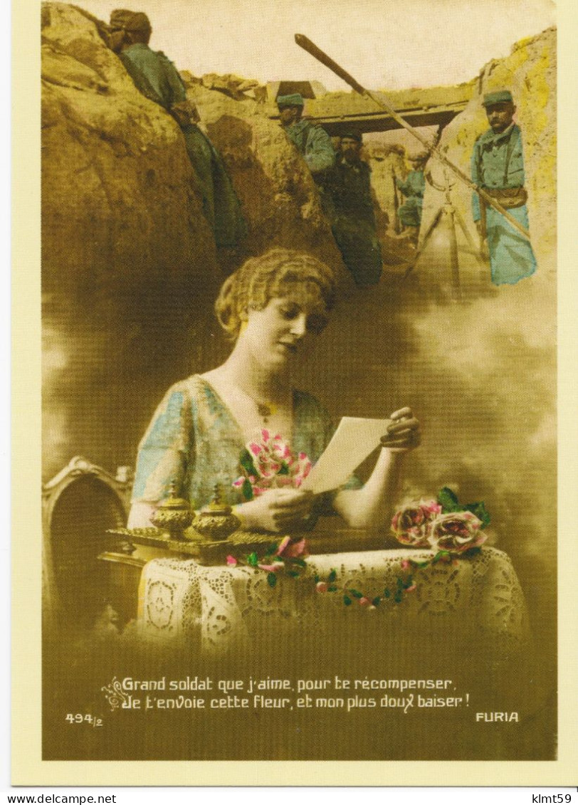 Hommage Aux Combattants 14-18 - Carte Postale En Circulation Durant La Grande Guerre - Timbres (représentations)