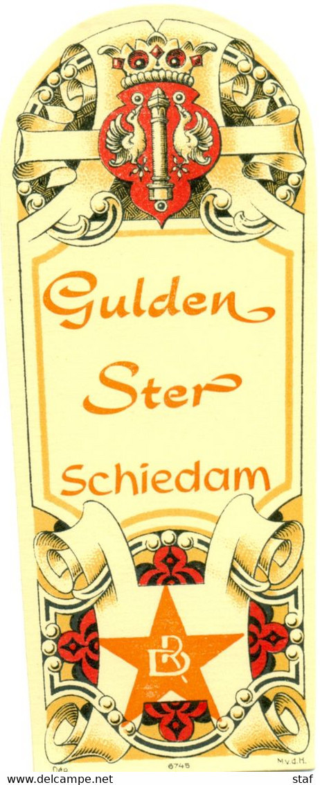 Oud Etiket / Ancienne étiquette Jenever - Genever - Genièvre - Gulden Ster Schiedam - Stokerij De Ster Haaltert - Alkohole & Spirituosen