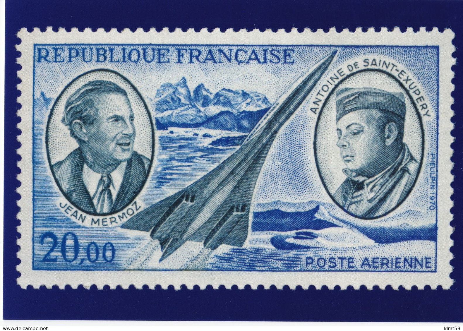 Carte Timbre Poste Aérienne Jean Mermoz Et Antoine De Saint-Exupéry De 1970 - Francobolli (rappresentazioni)