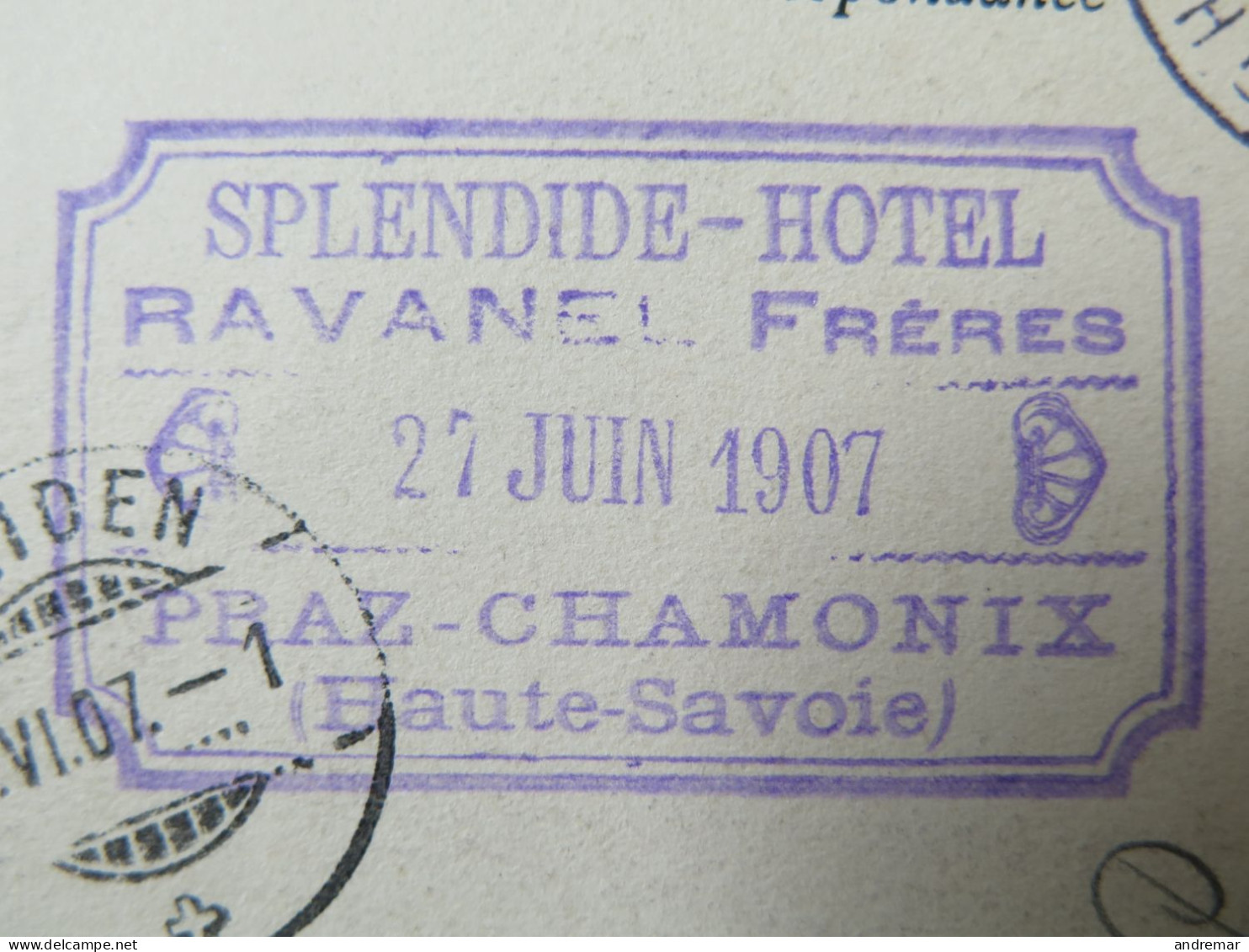 CHAMONIX - GROTTE DU GLACIER DES BOSSONS - VERSO: SPLENDIDE HOTEL RAVANEL FRÈRES 27. JUIN 1907 - PRAZ-CHAMONIX - Chamonix-Mont-Blanc