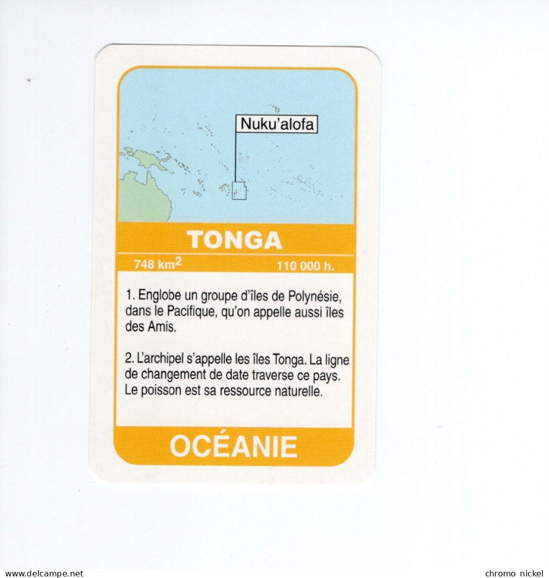 Chromo/carte Plastifiée Moderne TONGA Nuku'alofa Oceanie Oceania Drapeau Flag Plan Map 90 X 58 Mm Neuve TB - Other & Unclassified