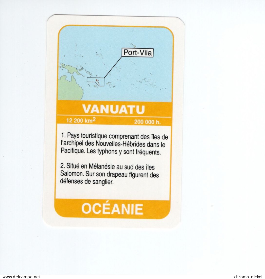 Chromo/carte Plastifiée Moderne VANUATU Port Villa Oceanie Oceania Drapeau Flag Plan Map 90 X 58 Mm Neuve TB - Other & Unclassified