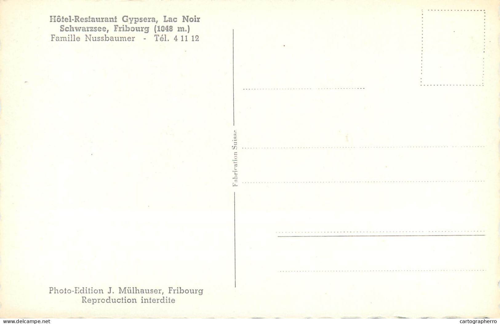 Switzerland Gypsera Hotel Restaurant Lac Noir Fribourg - Other & Unclassified