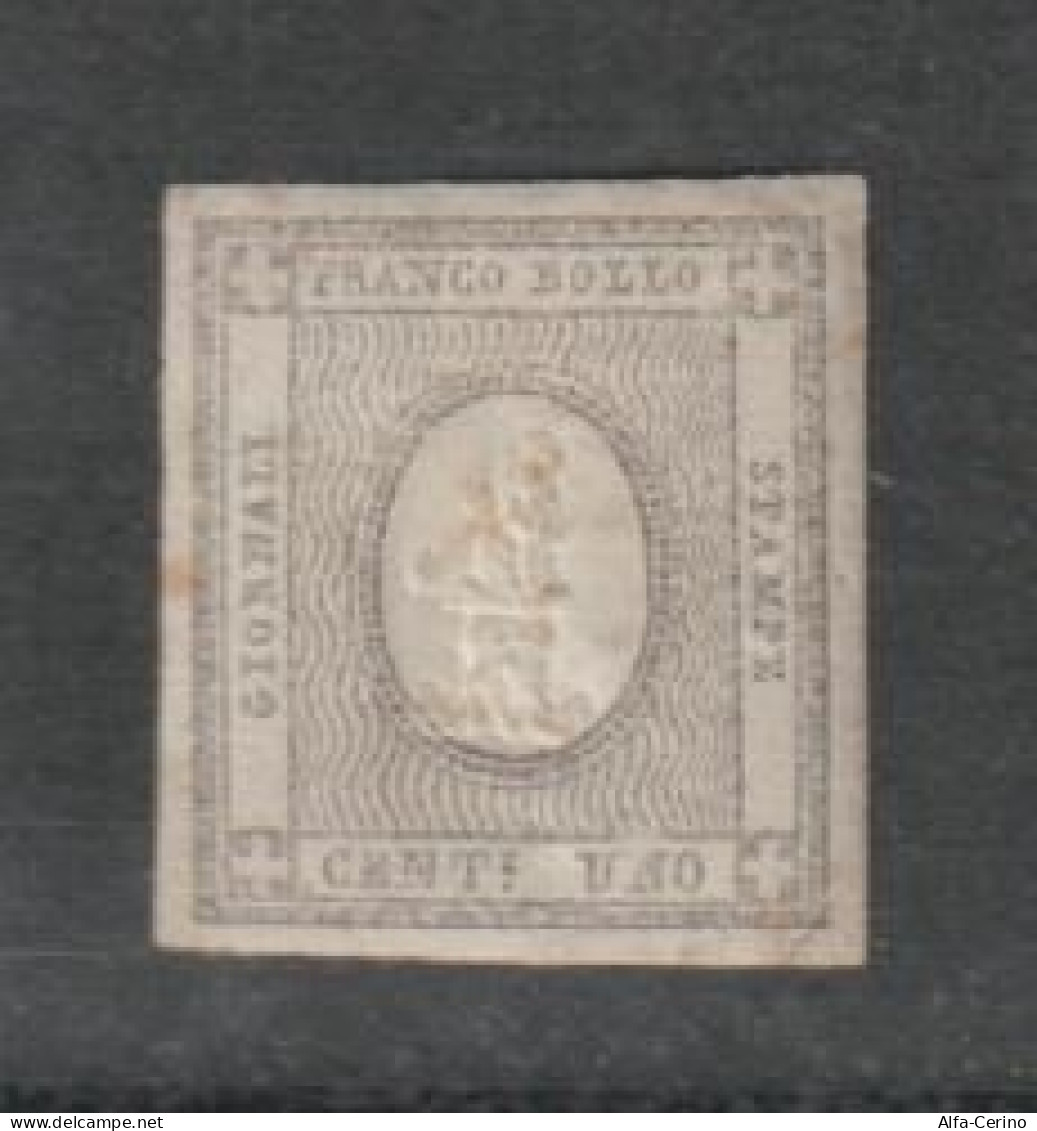 REGNO:  1861  PER  STAMPATI  -  1 C. GRIGIO  NERO  S.G. -  SASS. 19 - Service