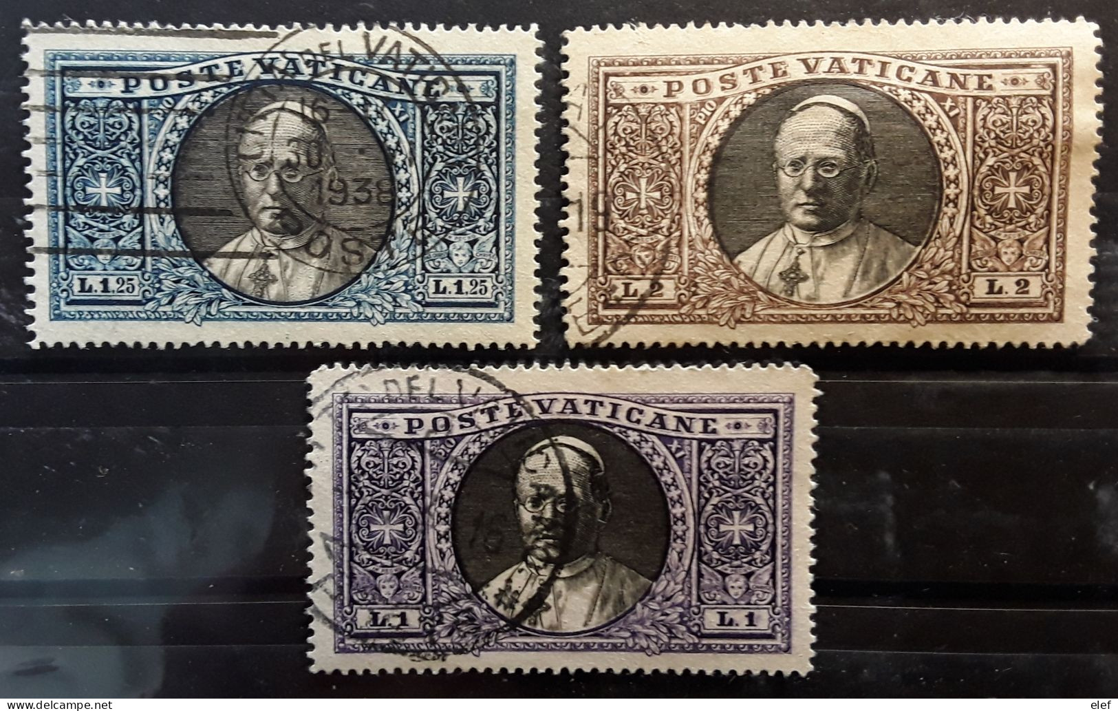 VATICAN 1933 , Pape Papa Pie XI Pope, 3 Timbres Yvert No 53,54,55 , Obl TB Cote 46 Euros - Gebraucht