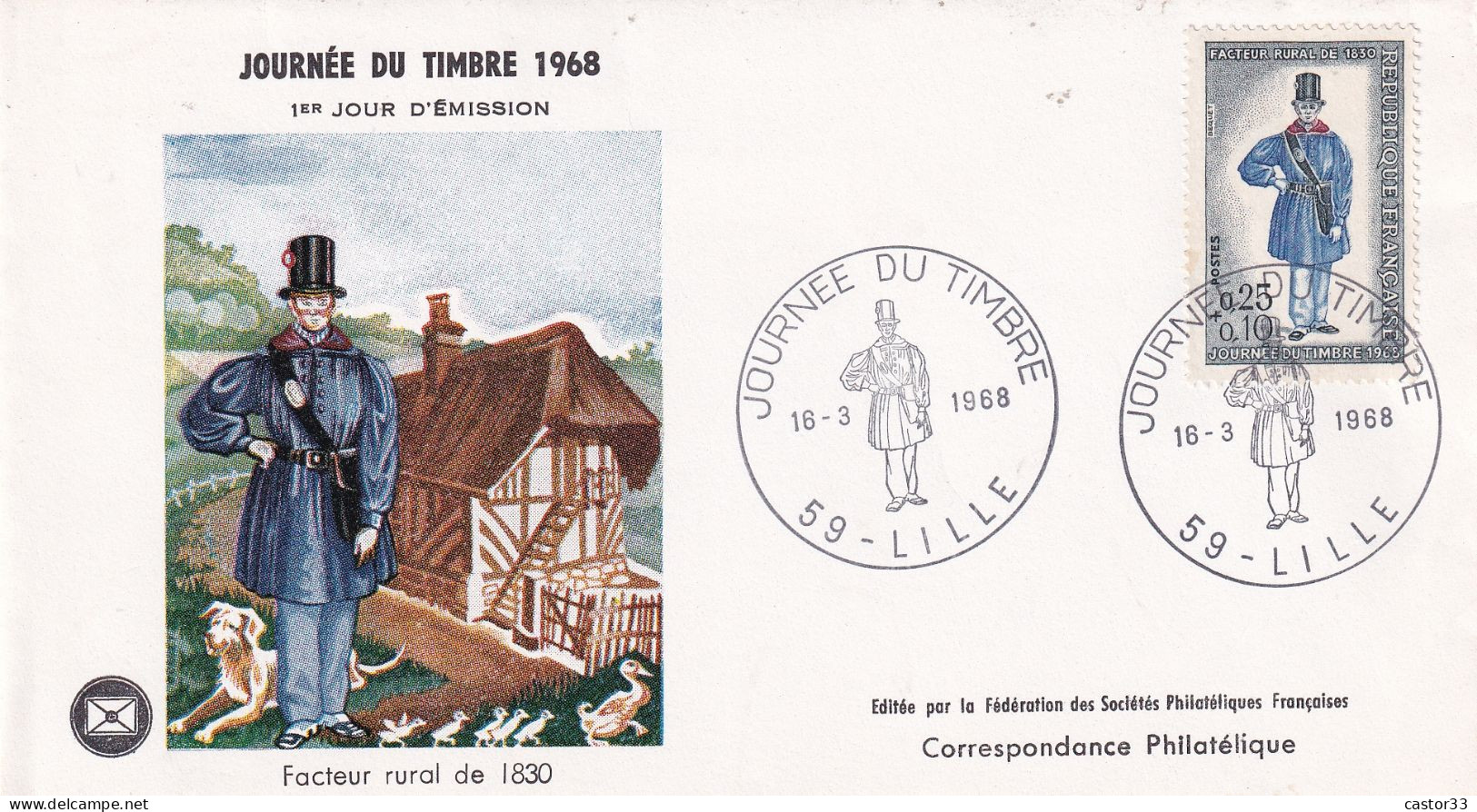 Journée Du Timbre 1968, Facteur Rural 1830 - 1960-1969